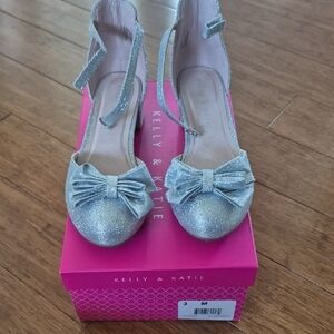 Kelly & Katie Sparkling Silver Bow Heels